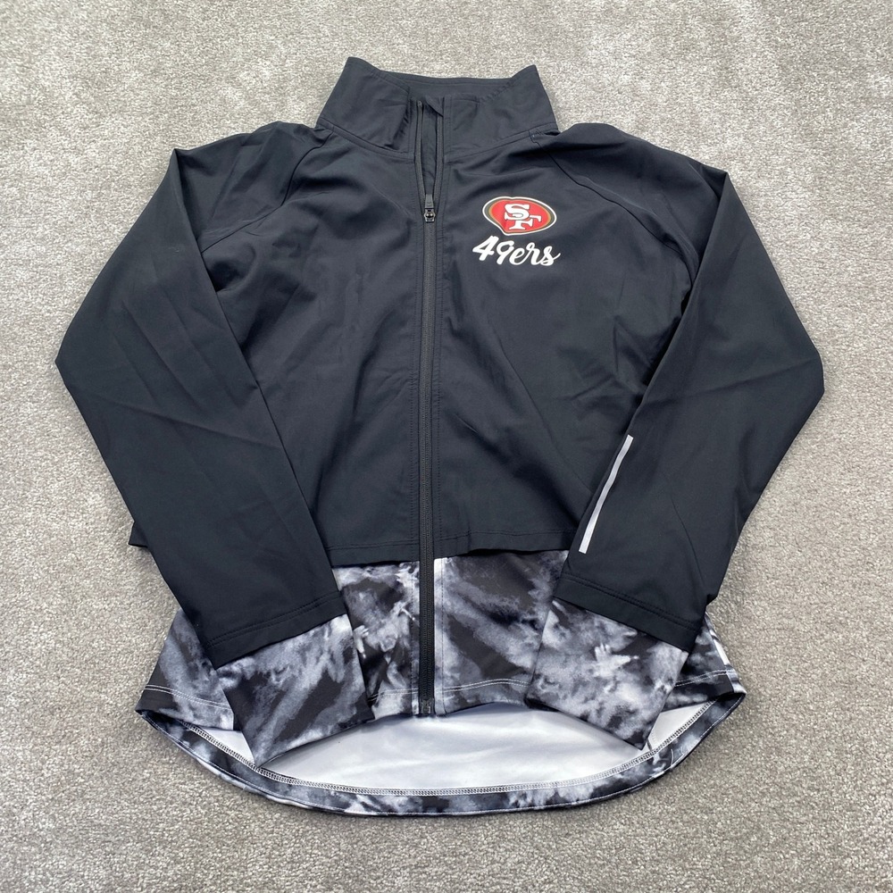 49ers San Francisco MSX by Strahan Full Zip Jacket Womens M Black Tie Dye NFL